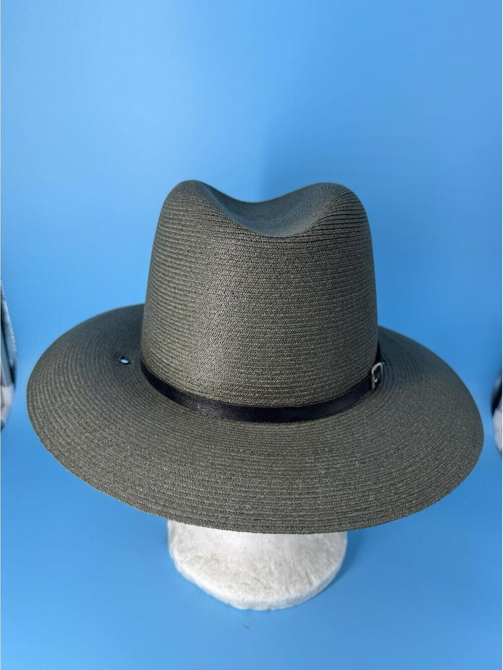 “The Lawman” Genuine Milan Olive Green Wide Brim Hat w/ Black Band Western